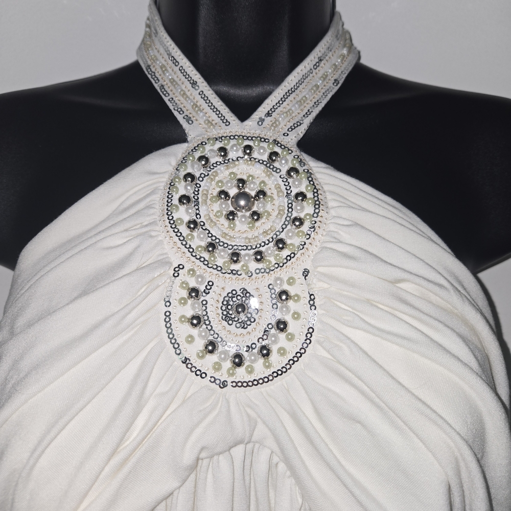 White House Black Market Ivory Top with Embellishments